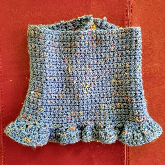 Handmade Blue and Yellow Crocheted Scarf - Picture 3 of 4